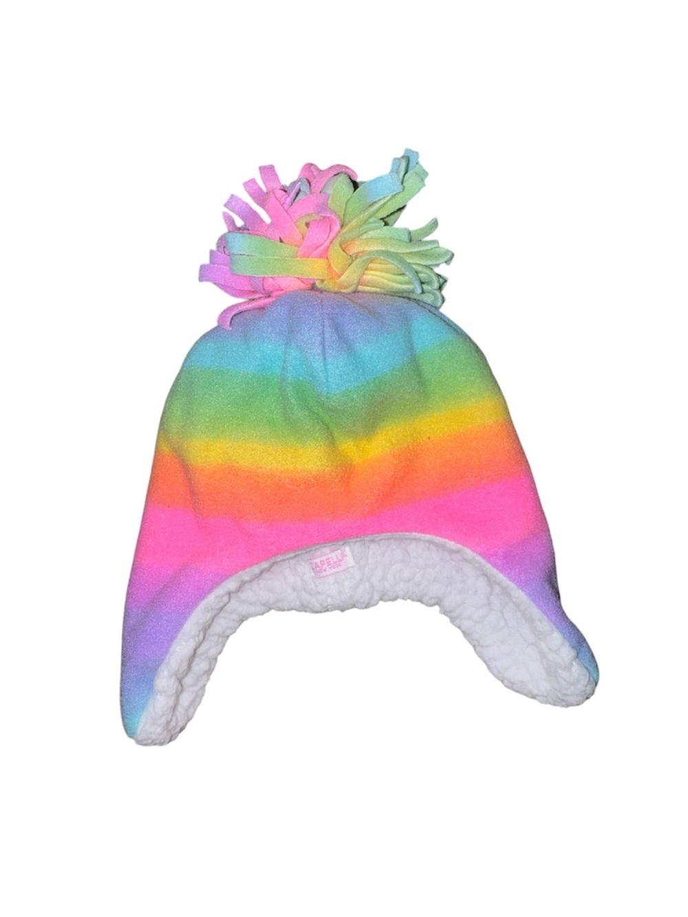 Capelli Rainbow Pom-Pom Fleece Earflap Hat - Multicolor